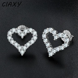 2023 New Heart Shape Stud Earrings for Women Charm Love Ins Hollow Mom Zircon Korean Earring Bestie Birthday Luxury Jewelry Gift