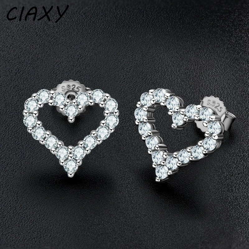 2023 New Heart Shape Stud Earrings for Women Charm Love Ins Hollow Mom Zircon Korean Earring Bestie Birthday Luxury Jewelry Gift