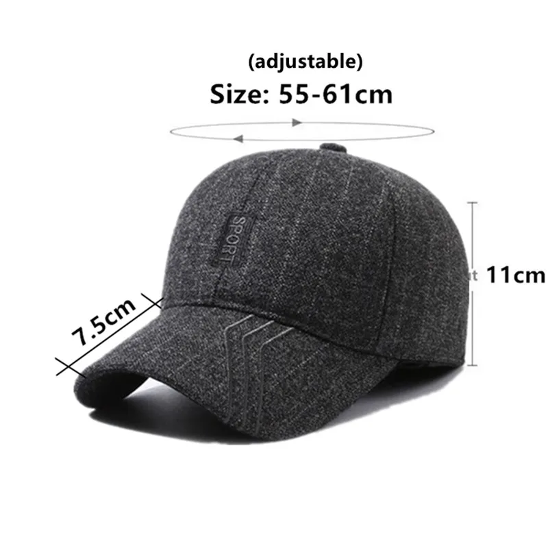 Free Shipping New Winter Men's Cap Plush Thickened Warm Baseball Caps Coldproof Earmuff Hats Cycling Sports Cap Dad's Cotton Hat