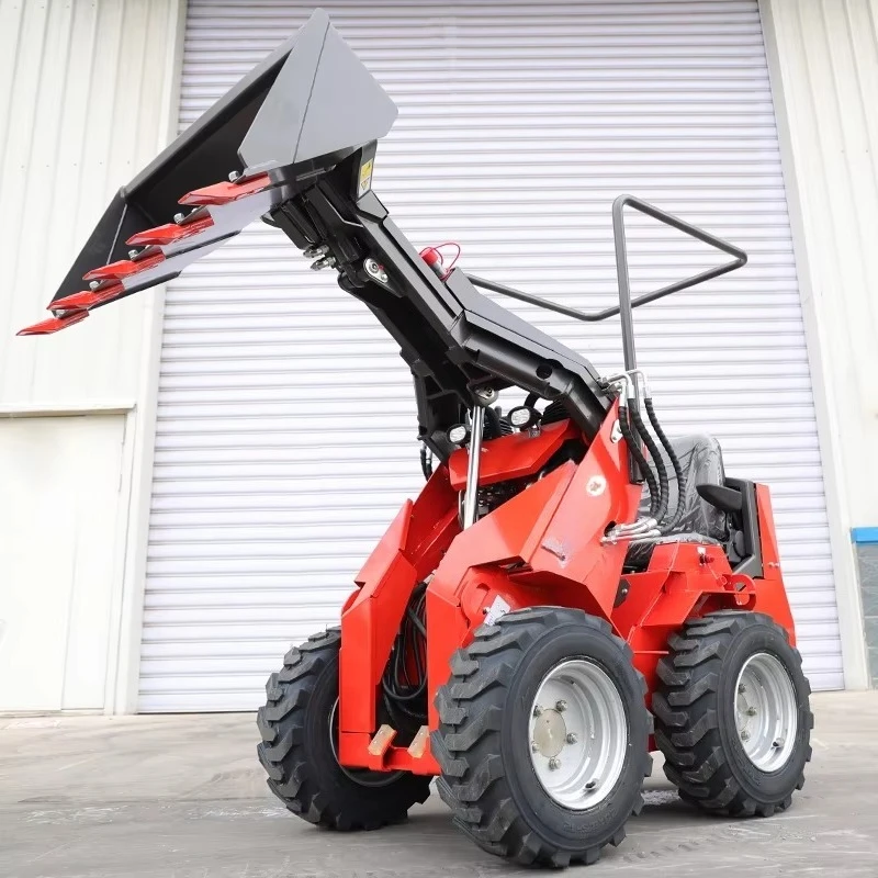 Mini Loader diesel, Mini Skid Steer Loader Diesel Beroda Rantai dengan Bucket 4 in 1, Pemasok Mini Loader