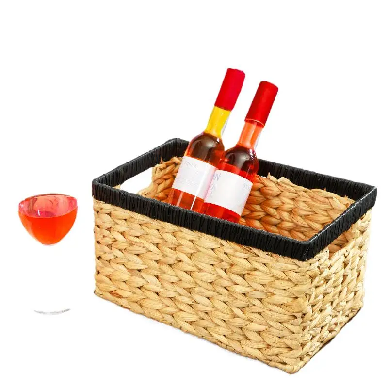 Hand Woven Water Hyacinth Storage Basket Woven Grass Storage Box Household Miscellaneous Storage Bin