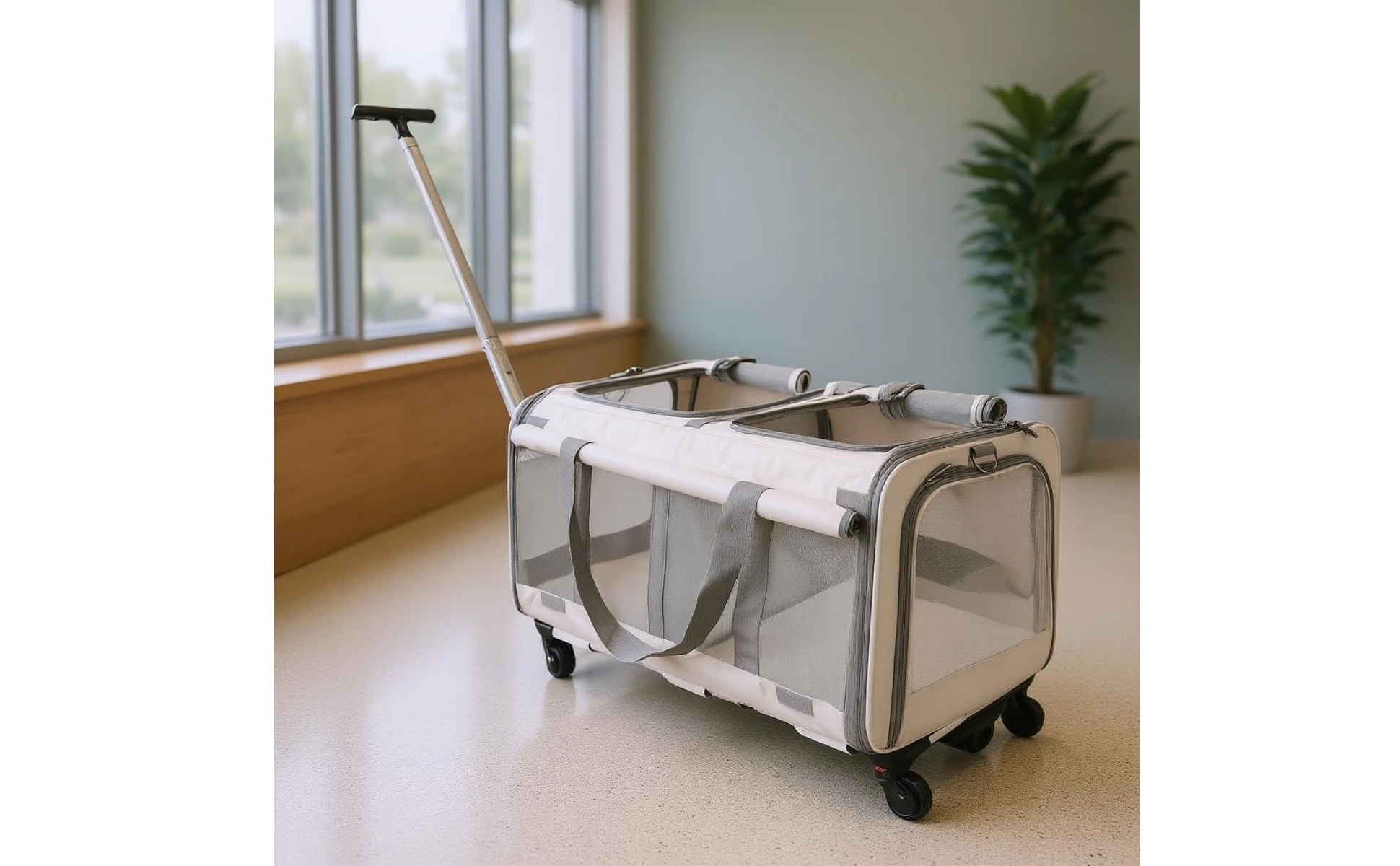 Pet Stroller Suitcase Telescopic Handle Soft-Sided Pet Stroller Pet Transport Top Opening Ventilated