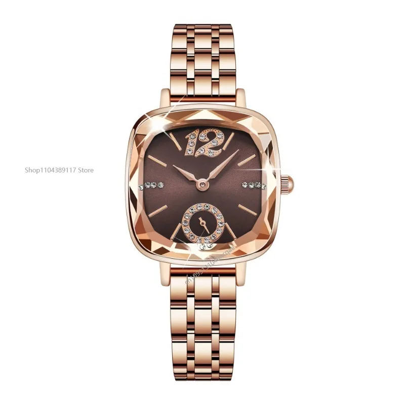 Женские модные квадратные кварцевые часы с водными бриллиантами, многогранные зеркальные циферблаты, женские простые модные универсальные наручные часы