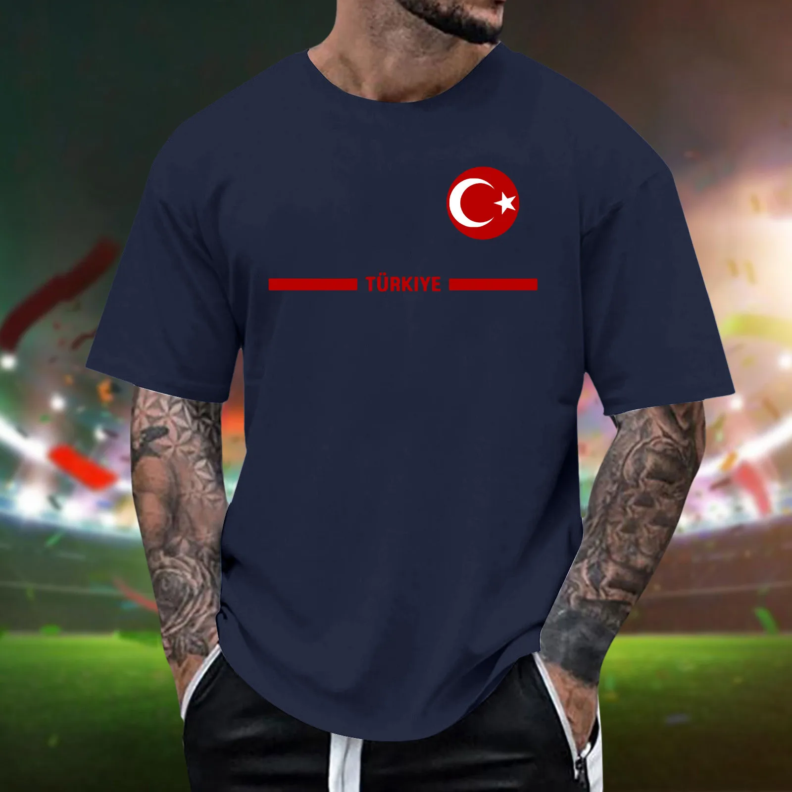 Turkish Flag Print T-Shirts Men\'s 2024 New Casual Summer Turkey Tee Shirts Printed Short Sleeve O-Neck T-Shirt Male Top Tee