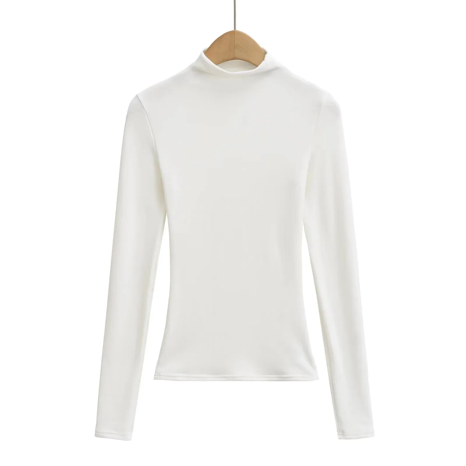 Camiseta larga ajustada Sve para mujer primavera otoño Sexy Base de ajuste irt Top elástico interior cuello alto f cuello alto