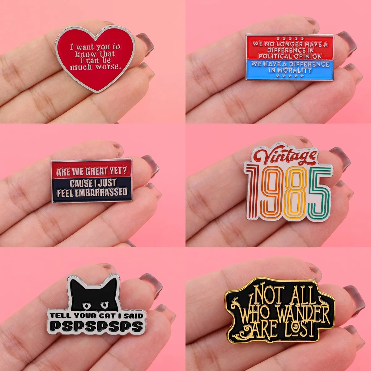 Alfileres esmaltados con citas políticas, broches de gato negro, insignia, Pin de solapa para mochila, accesorios de ropa, joyería Vintage, regalos de cumpleaños