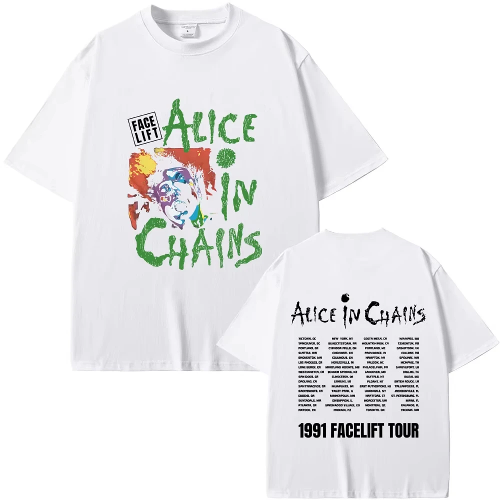 

Футболка Rock Band Alice in Chains Face Lift Tour 1991, мужская и женская, в стиле панк, повседневная, оверсайз, модная, из чистого хлопка