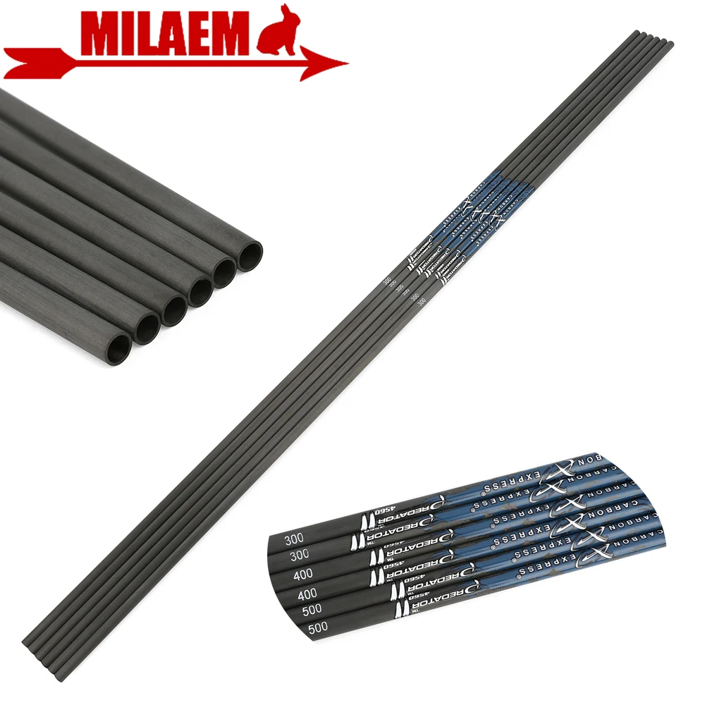 6/12 قطعة 31 بوصة الكربون السهم رمح الكربون النقي ID6.2mm العمود الفقري 300 400 500 قوس منحني مجمع القوس الصيد الرماية الهدف