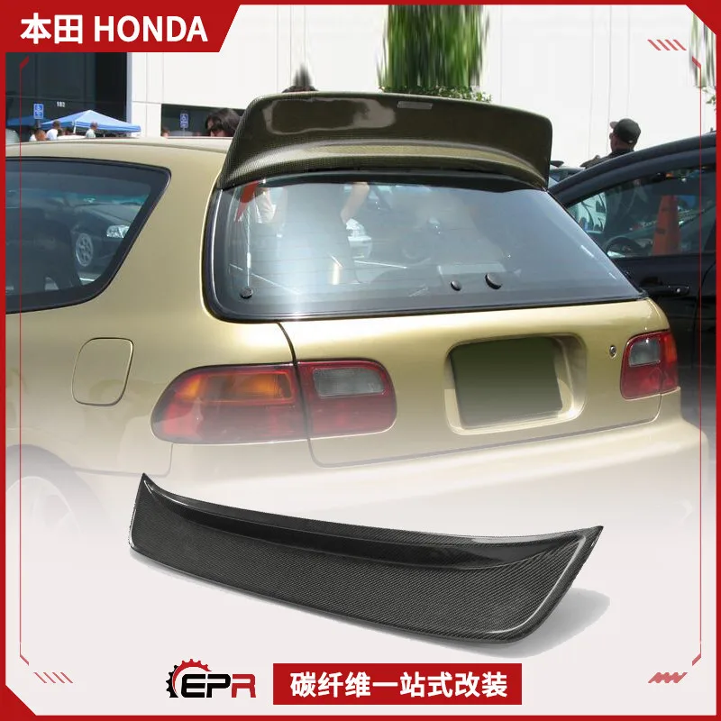 

92-95 Подходит для Honda Civic EG, модифицированный спойлер JDM из углеродного волокна, верхнее крыло BYS, заднее фиксированное ветровое хвостовое крыло