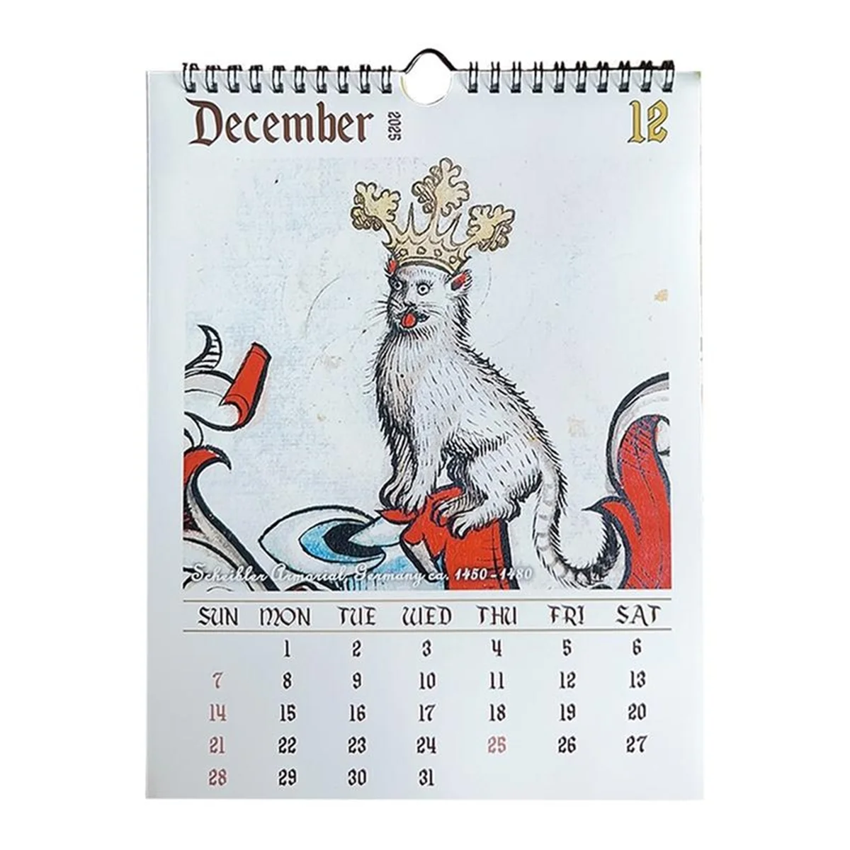 Calendrier mural pour chats médiévaux, 2025, 12 mois, 2025