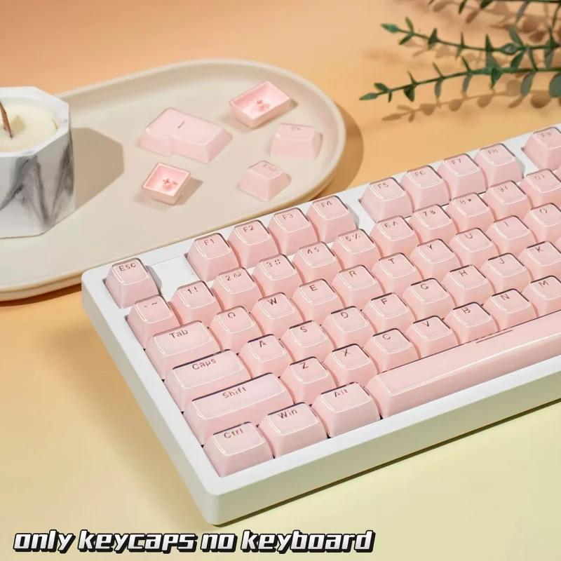 

136 клавиш розового цвета, двухцветные колпачки клавиш OEM-формата из ABS-пластика, прочный и стильный дизайн, подходят для механических клавиатур 61/64/75/87/98/104.