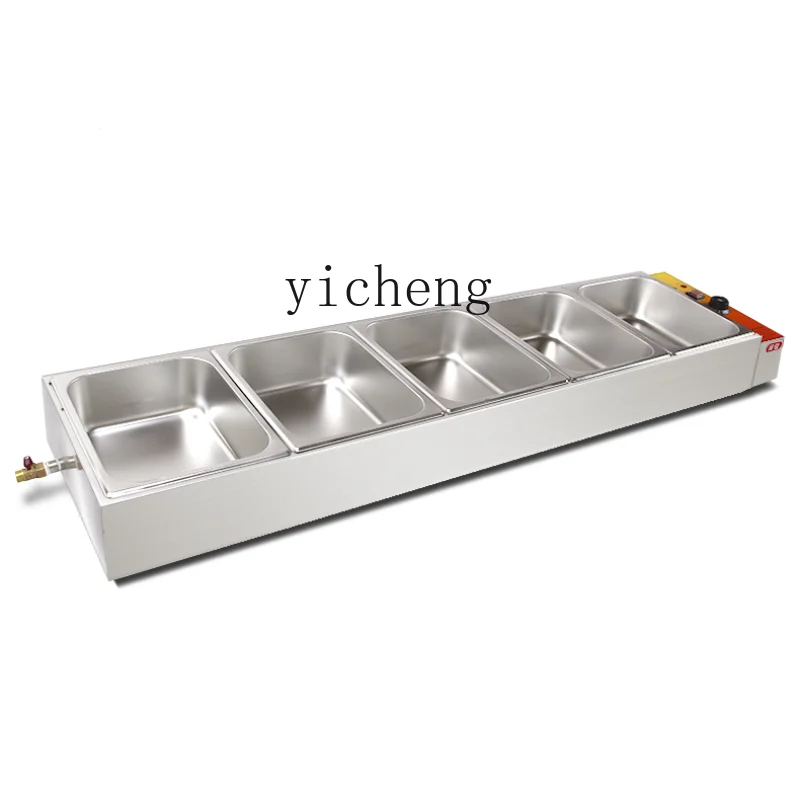 Tqh Fast Food Cooked Food Insulation Plate Rice Selling Stage Stainless Steel Heating Dining Table Glass Cover Electric