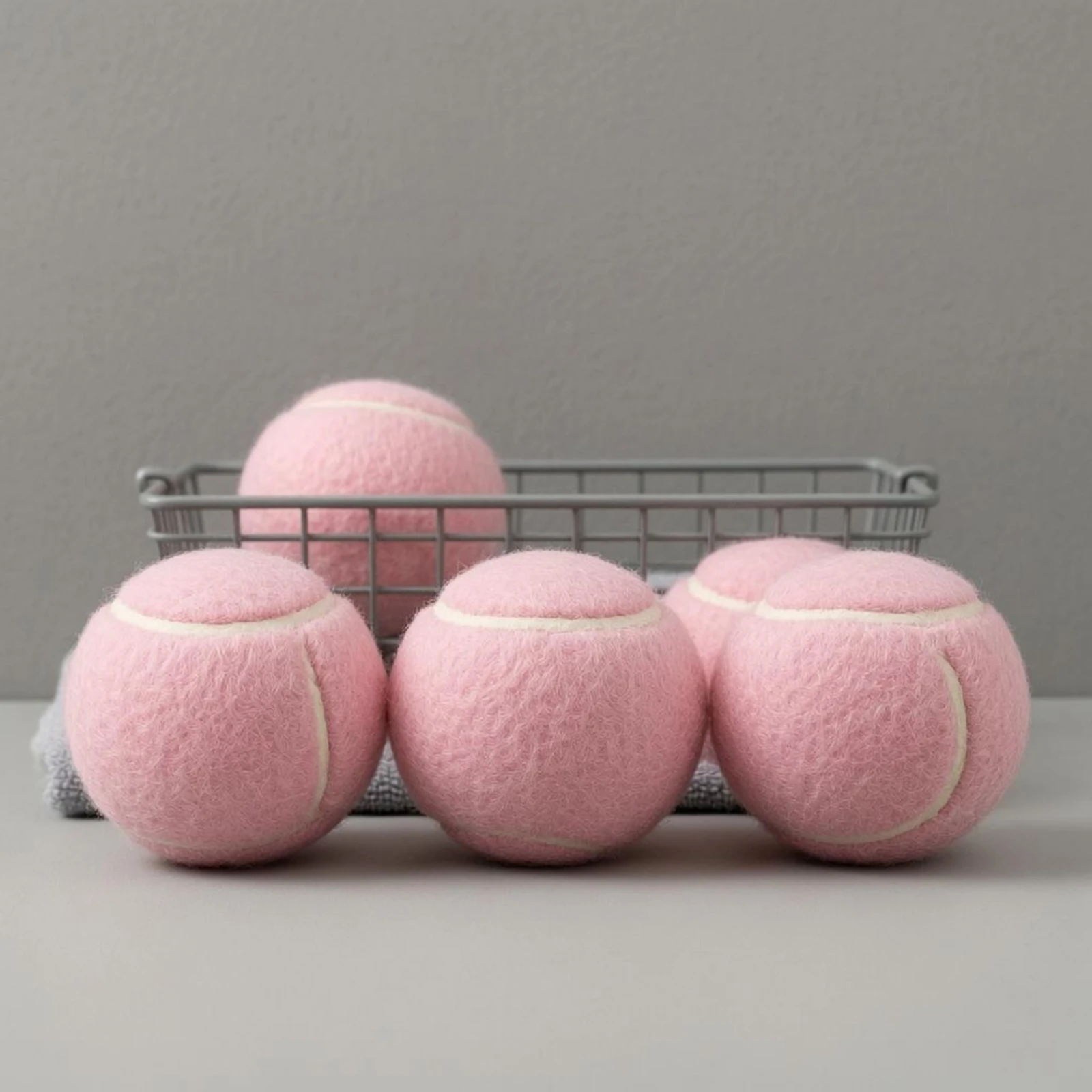 

6 Pieces Pink Tennis Ball Chemical Fiber Fuzzy Tennis Ball High Elasticity Training