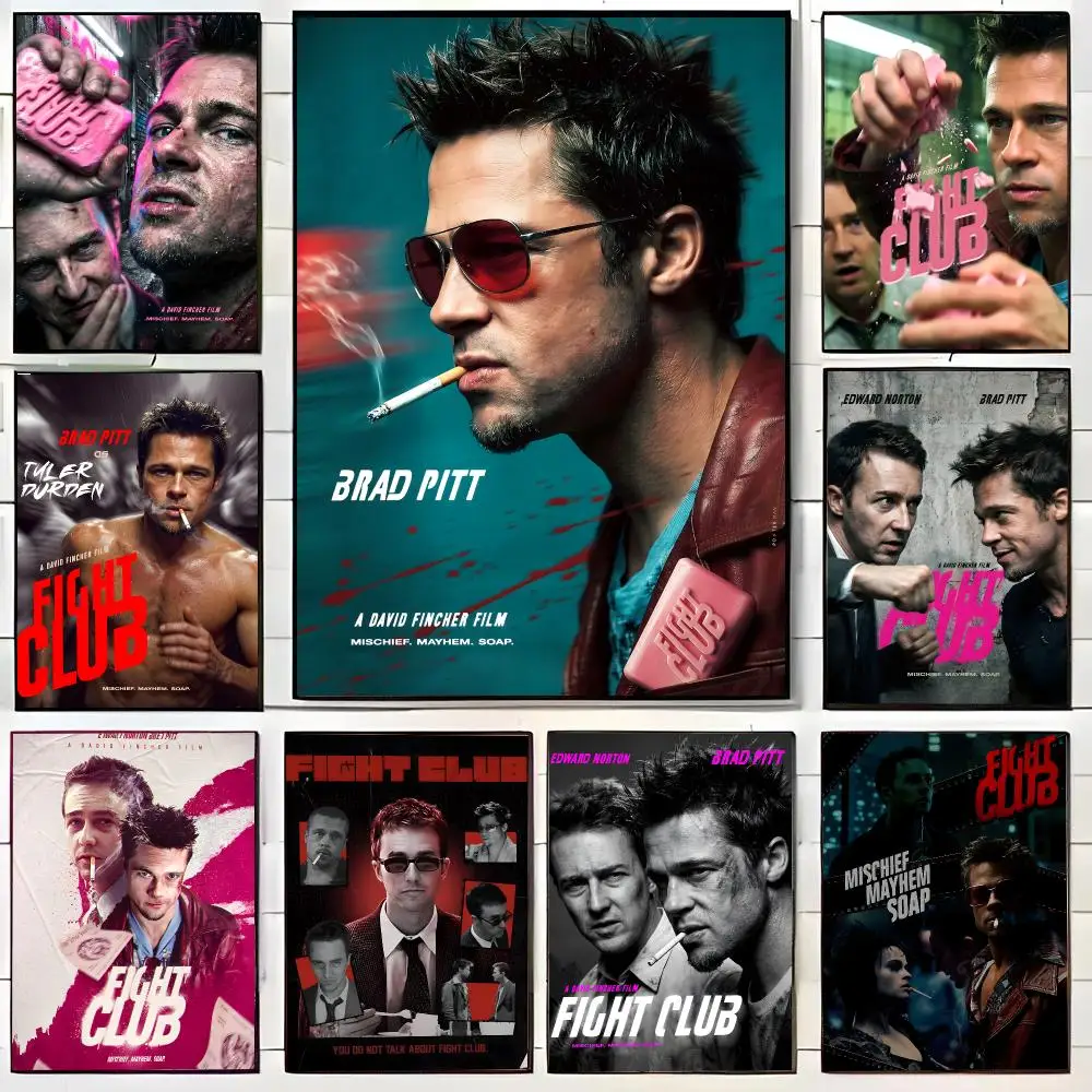 Moive F-Fight Club Poster HD Self-Adhesive Wall Decals For Living Room & Bedroom Home Decor Gift