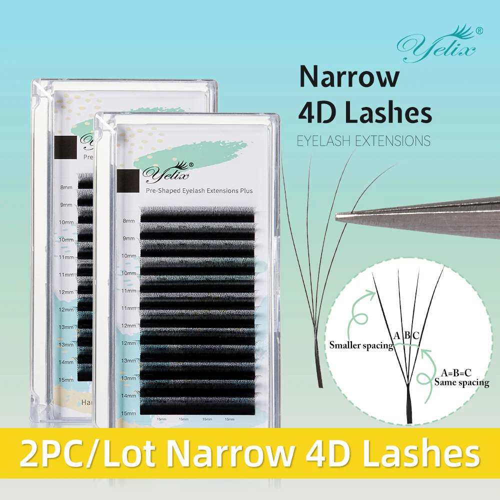 

Наращивание ресниц Yelix 2 Cases Narrow 4D-W Shape: готовые пучки 4D W с меньшим расстоянием между ресницами, мягкие индивидуальные ресницы для макияжа