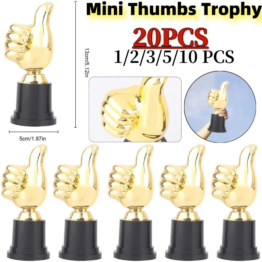 Thumbs Up Trophy Plastic Gold Trophies 5in High Mini Victory Trophies Award Prizes for Children Party Favors