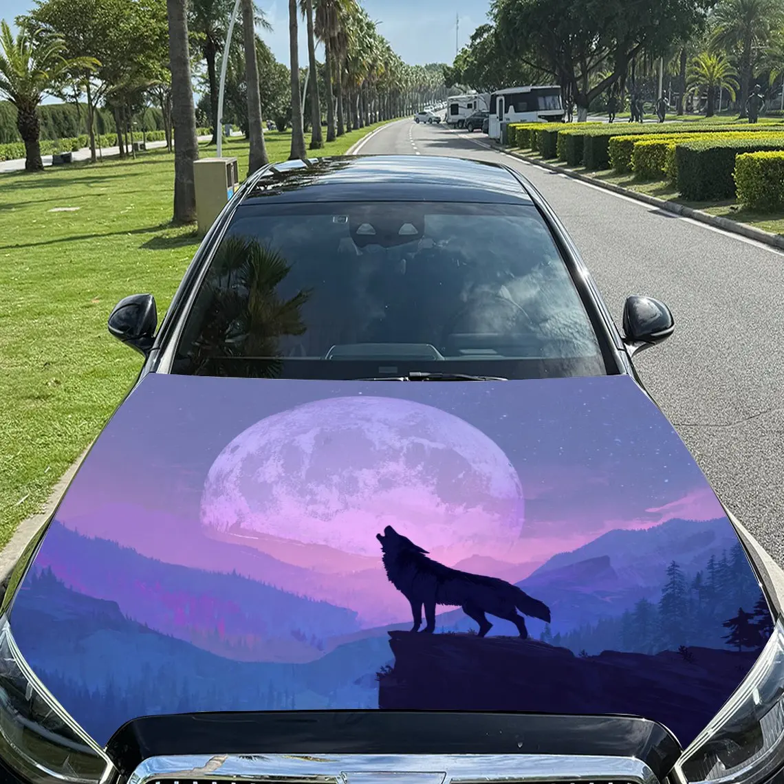 

Наклейки на капот автомобиля Moonlit Lone Wolf Print, водонепроницаемые самоклеящиеся, устойчивые к царапинам, легко приклеиваемые, прочные автомобильные наклейки из ПВХ,
