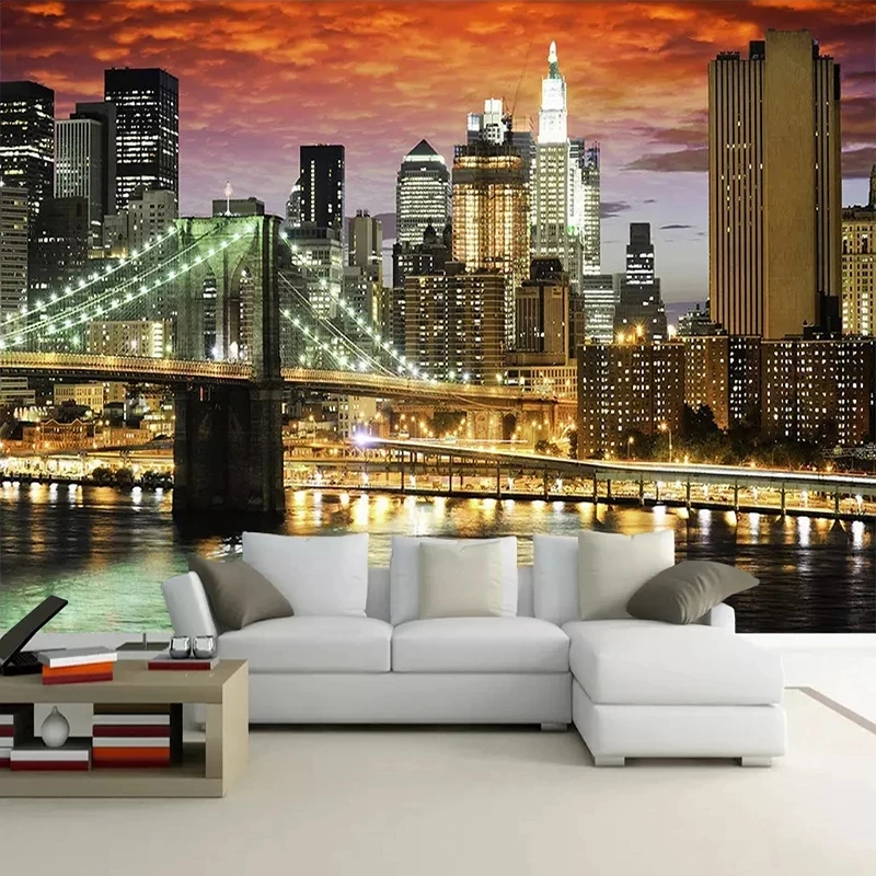 Custom Beautiful City Night View Photography Photo Wallpaper Mural Study Living room sofa TV background wall bedroom restaurant