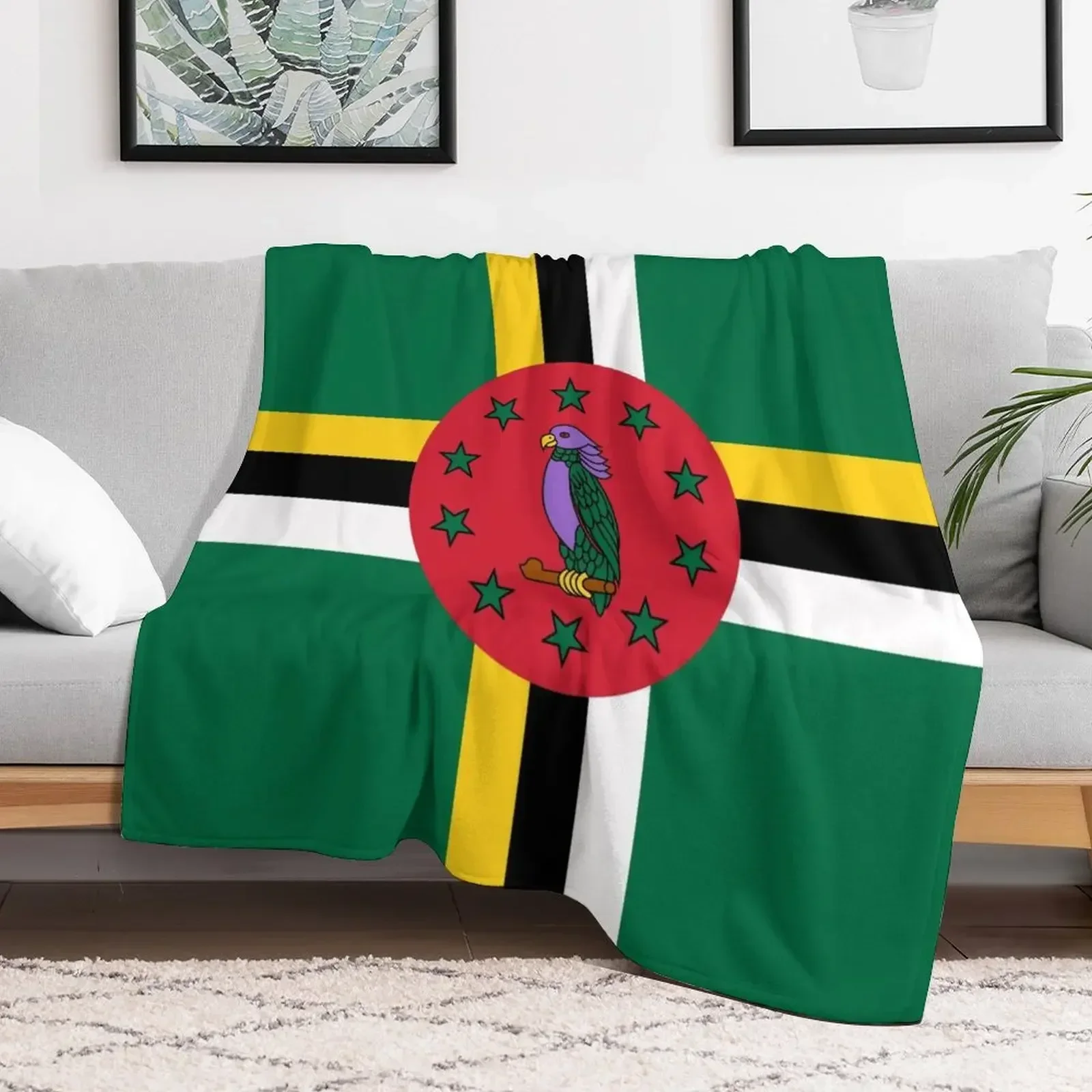 Flag of Dominica Throw Blanket Plush manga Multi-Purpose Blankets