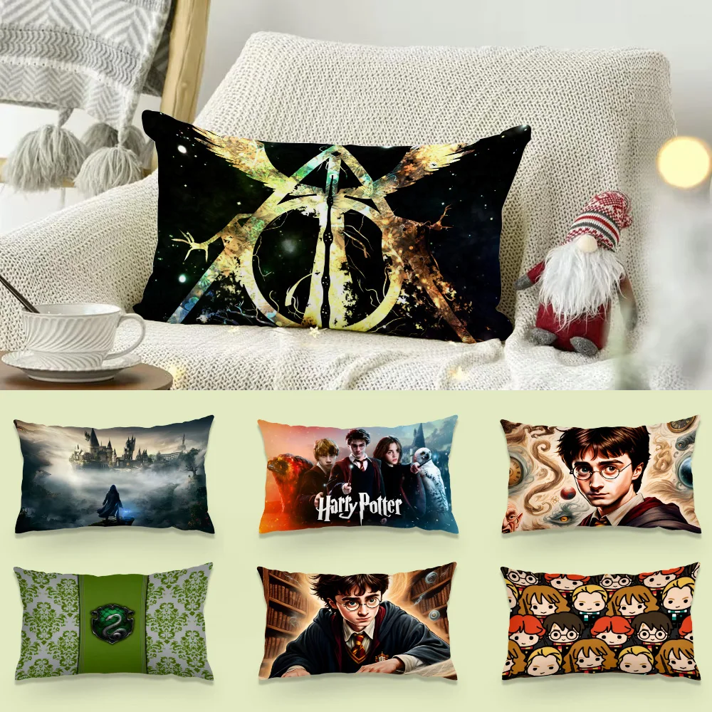 H-Harry-Movie-P-Potter Pillow Covers Cartoon Sofa Decorative Home Double-sided Printing Short Plush Cute Cushion Cover