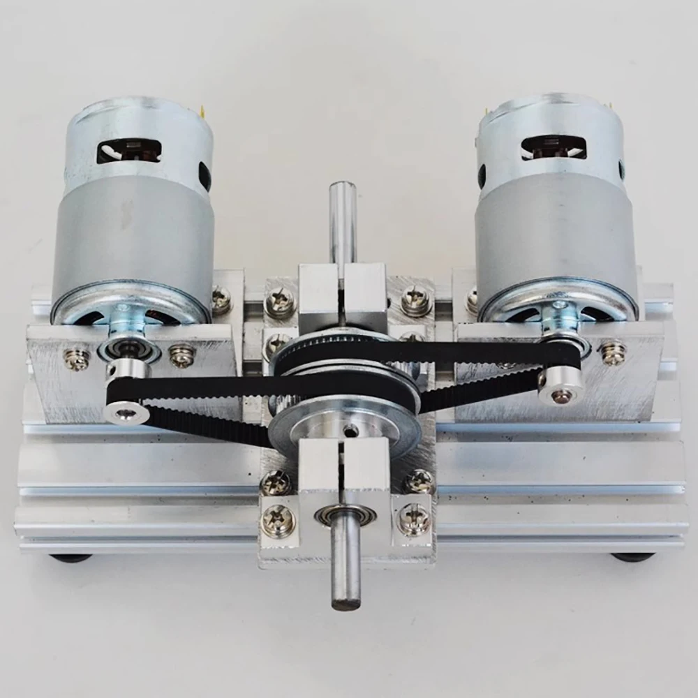 Dual Spindle Motor Drive Kit - 895 DC Motor, High Torque, Timing Belt Pulley, 60-Tooth Synchronous Wheels