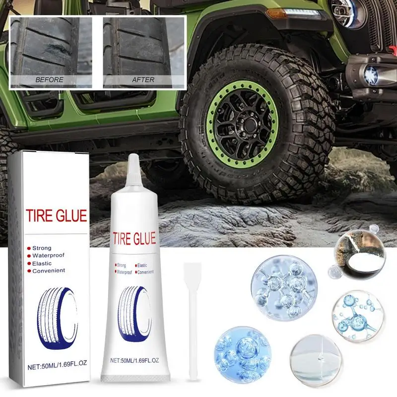 

50ML Car Tyre Repair Glue Wear resistant Non corrosive Tire Sealing Glue Powerful Silicone Adhesive glue auto tire repair gel