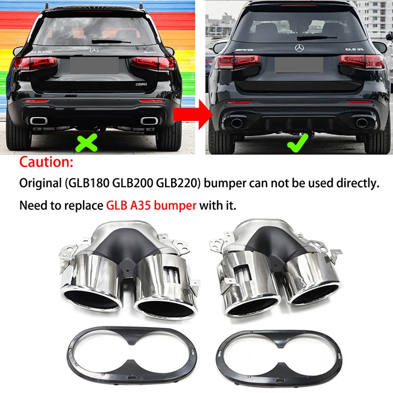 Stainless Steel Rear Muffler for Mercedes-Benz GLB35 A45S