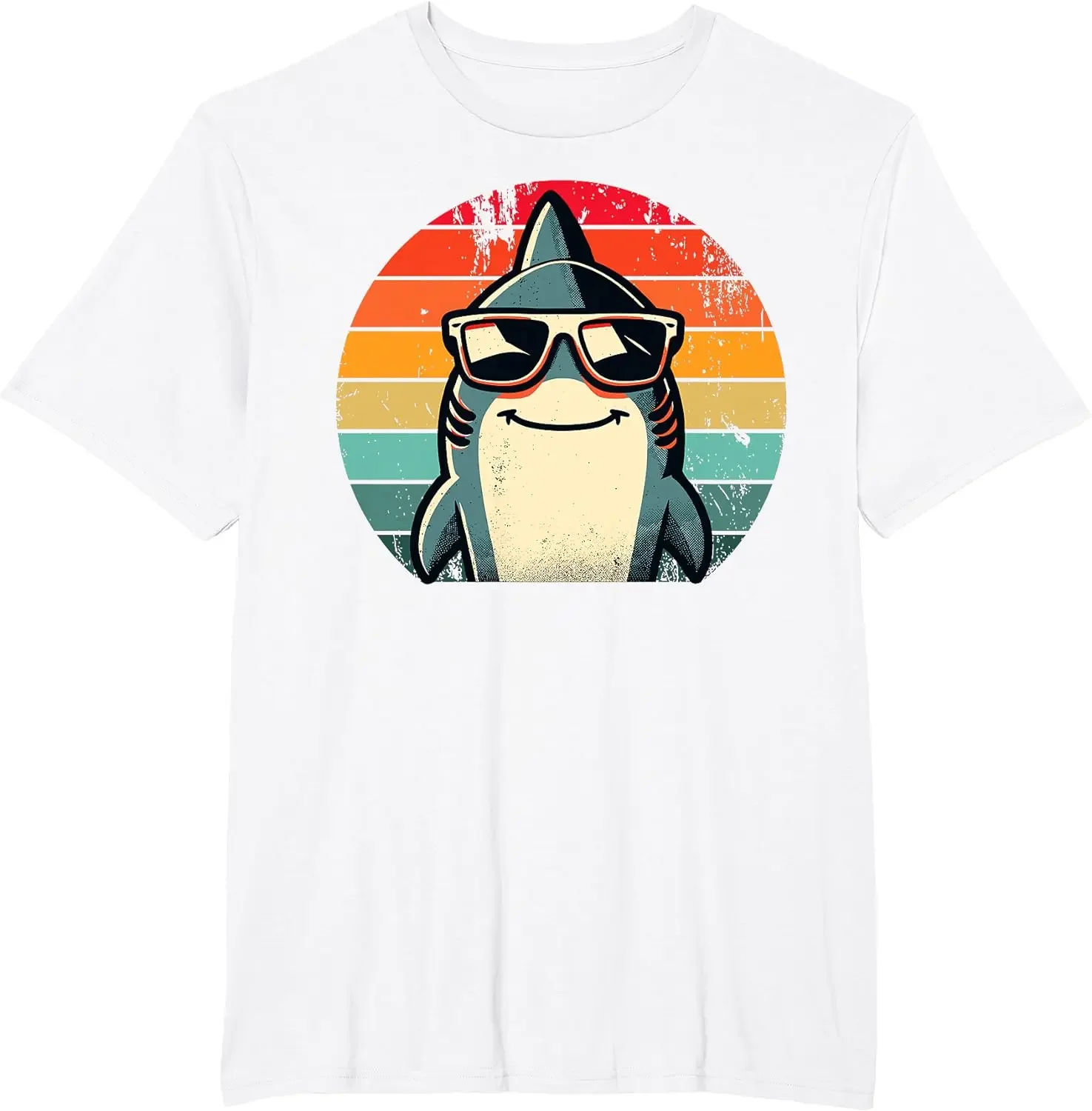 2024 summer tops Cool Retro Shark in Sunglasses 70s 80s 90s Funny Shark T-Shirt