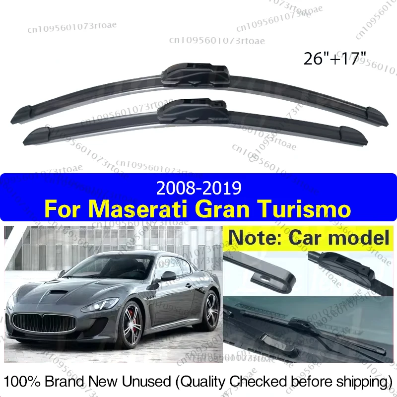 

For Maserati Gran Turismo 2008 - 2019 Front Wiper Blades Windshield Windscreen Brushes Rubber Cleaning 26"+17" Car Accessories