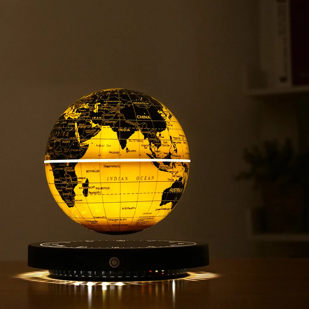 Magnetic levitation globe clock base Golden luminous globe Night light Technical sense ornament