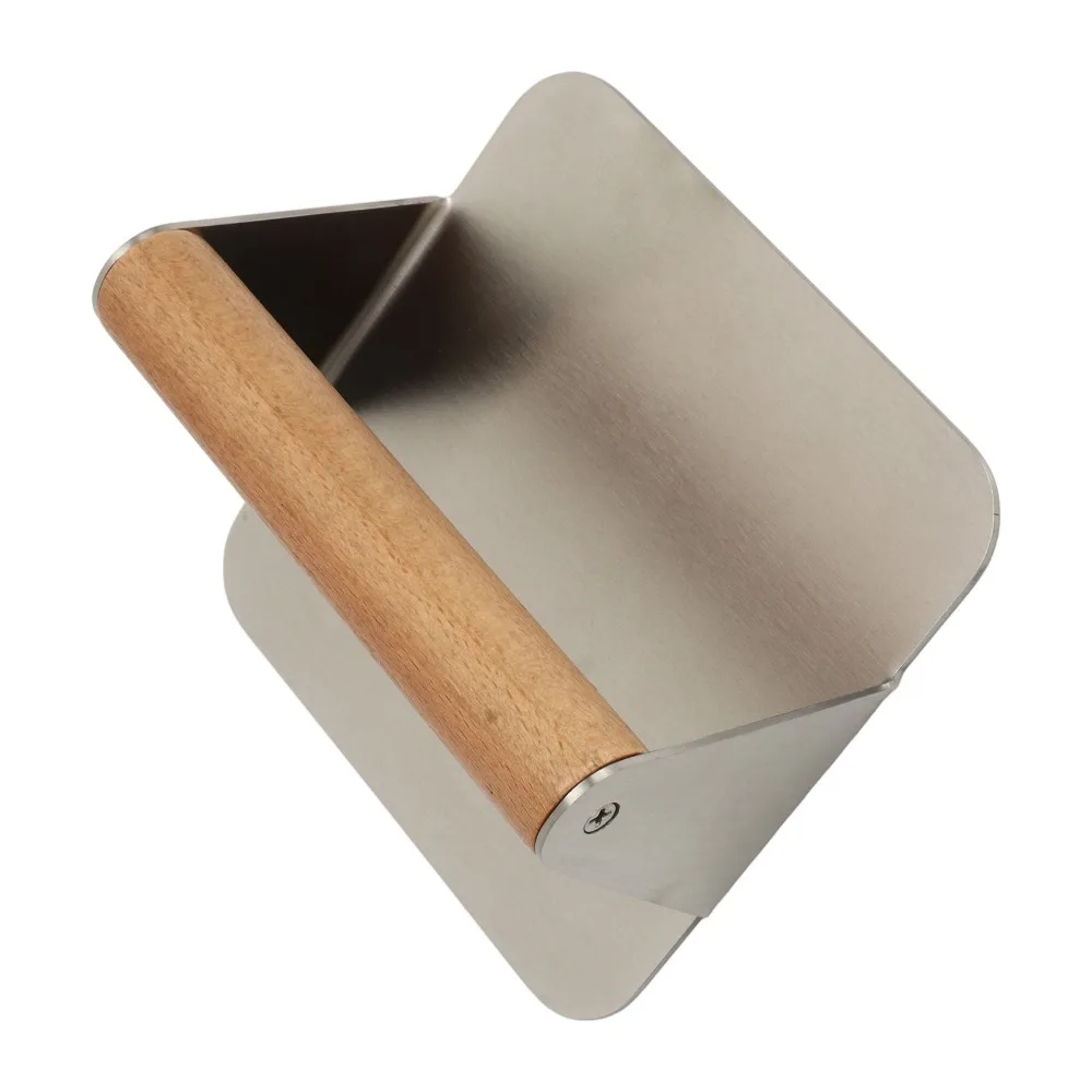 Durable Stainless Steel Burger Smasher Square Ergonomic Rice Roll Press With Wooden Handle Handheld Press Kitchen Use