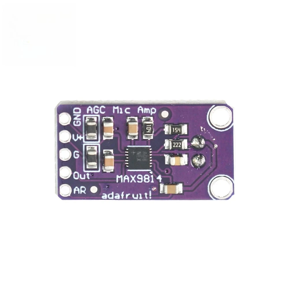 Módulo amplificador de microfone max4466 max9814, sensor de som, placa pcb, baixo ruído e agc, controle de ganho automático, kit diy para arduino, 1 peça