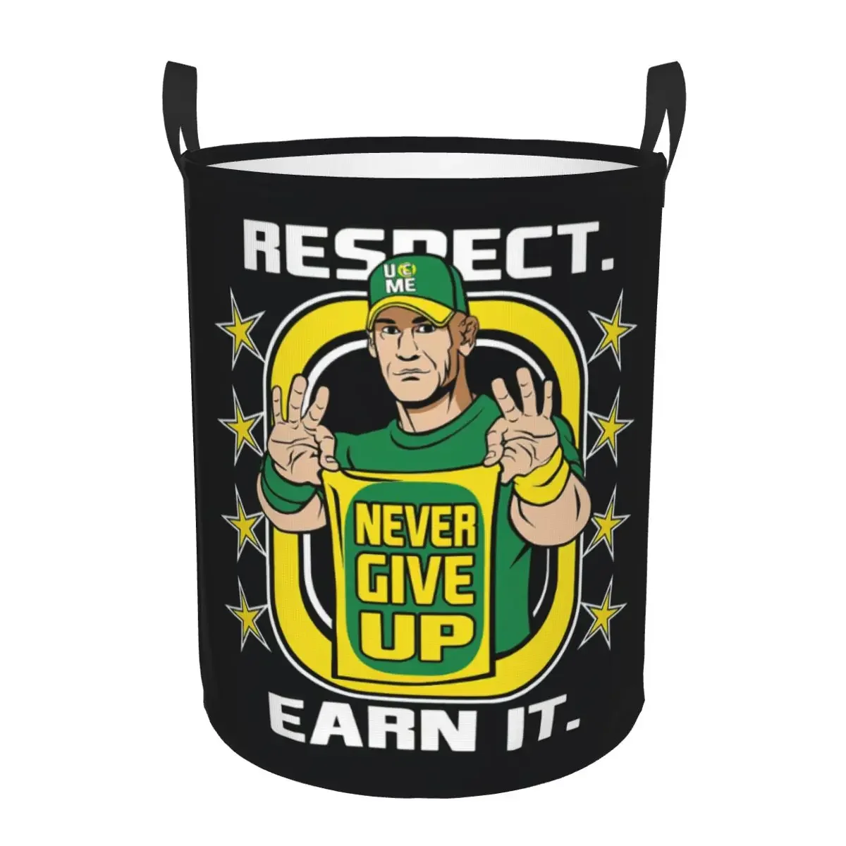 Custom WWE John Cena Laundry Basket Foldable Never Give Up Clothes Hamper for Nursery Kids Toys Storage Bin