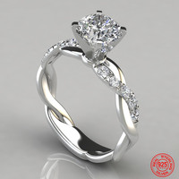925 Sterling Silver AAA White Cubic Zircon Ring For Women Wedding Jewelry Party Gift