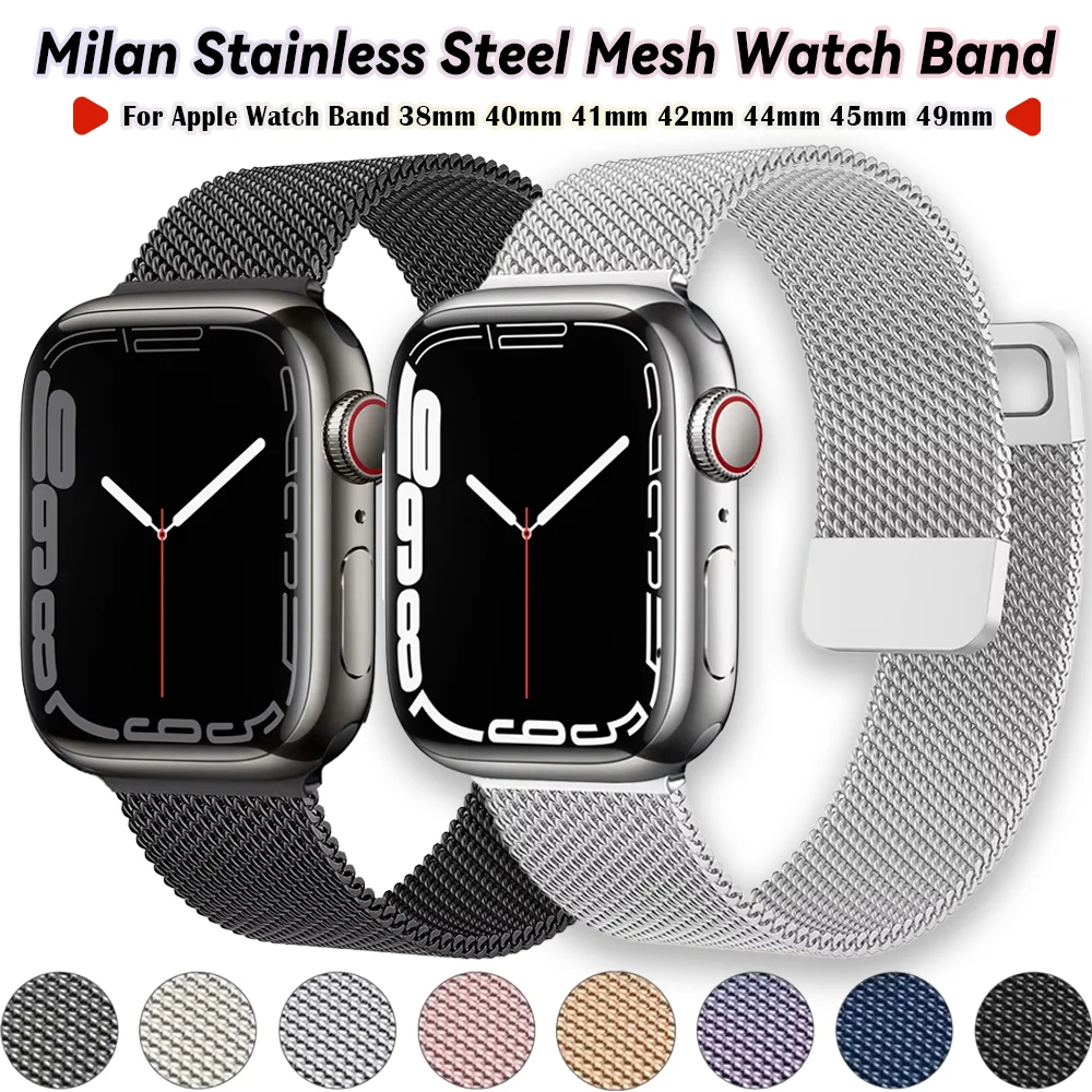 Milanese Loop Band für Apple Watch Band Ultra 3/2 49 mm 11 10 9 8 7 Magnetarmband iWatch 6 5 4 SE 2 46 mm 45 mm 41 mm 44 mm Armband