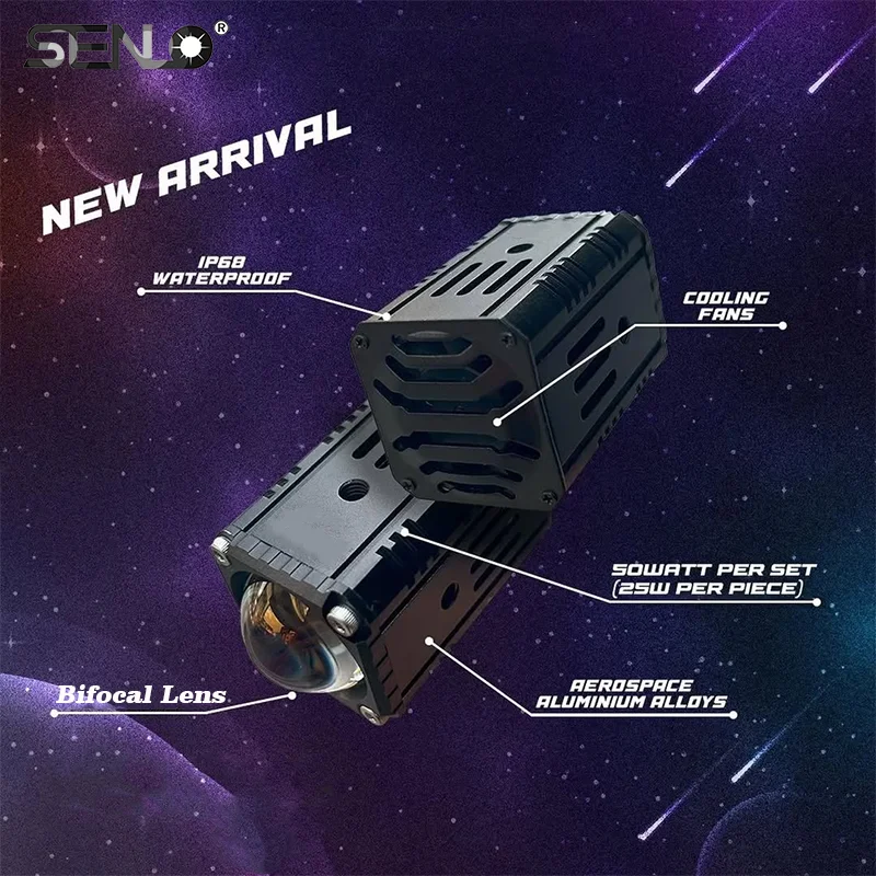 Senlo X1 50 واط LED الأضواء الضباب الخفيف عالية ومنخفضة شعاع مساعد المصباح مصباح قيادة مقاوم للماء لسيارة دراجة نارية ATV SUV