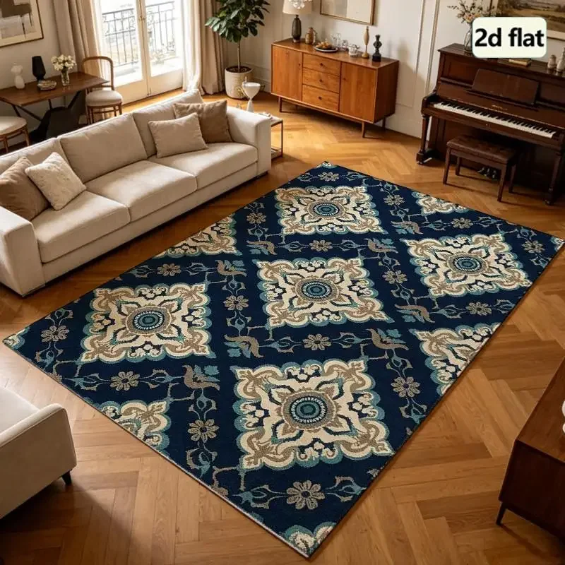 1 Piece Vintage Ornate Oriental Geometric Carpet, Soft Comfortable, All Seasons, Lightweight Easy To Care, Home Decor, Room Deco
