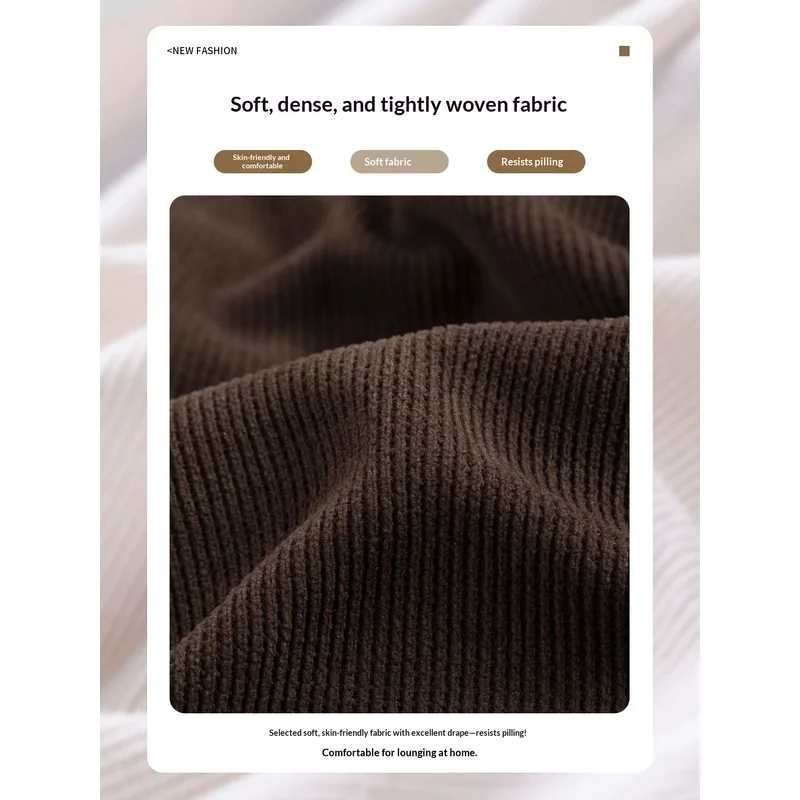 Brown Corduroy Curved Seam Pants Women 2026 New Autumn Winter Loose Straight Leg Maillard Slouchy Casual Wide Leg Trousers
