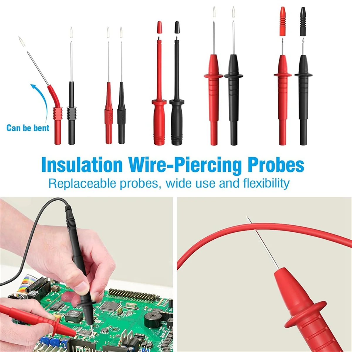 25PCS Multimeter Test Leads Kit, Test Leads Set with Replaceable Alligator Clips,Wire Piercing Probes, Alligator Clips