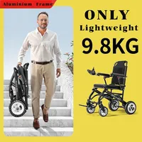 9.8kg electric wheelchair ultra-light portable elderly wheelchair can be folded onto the plane automatic intelligent scooter