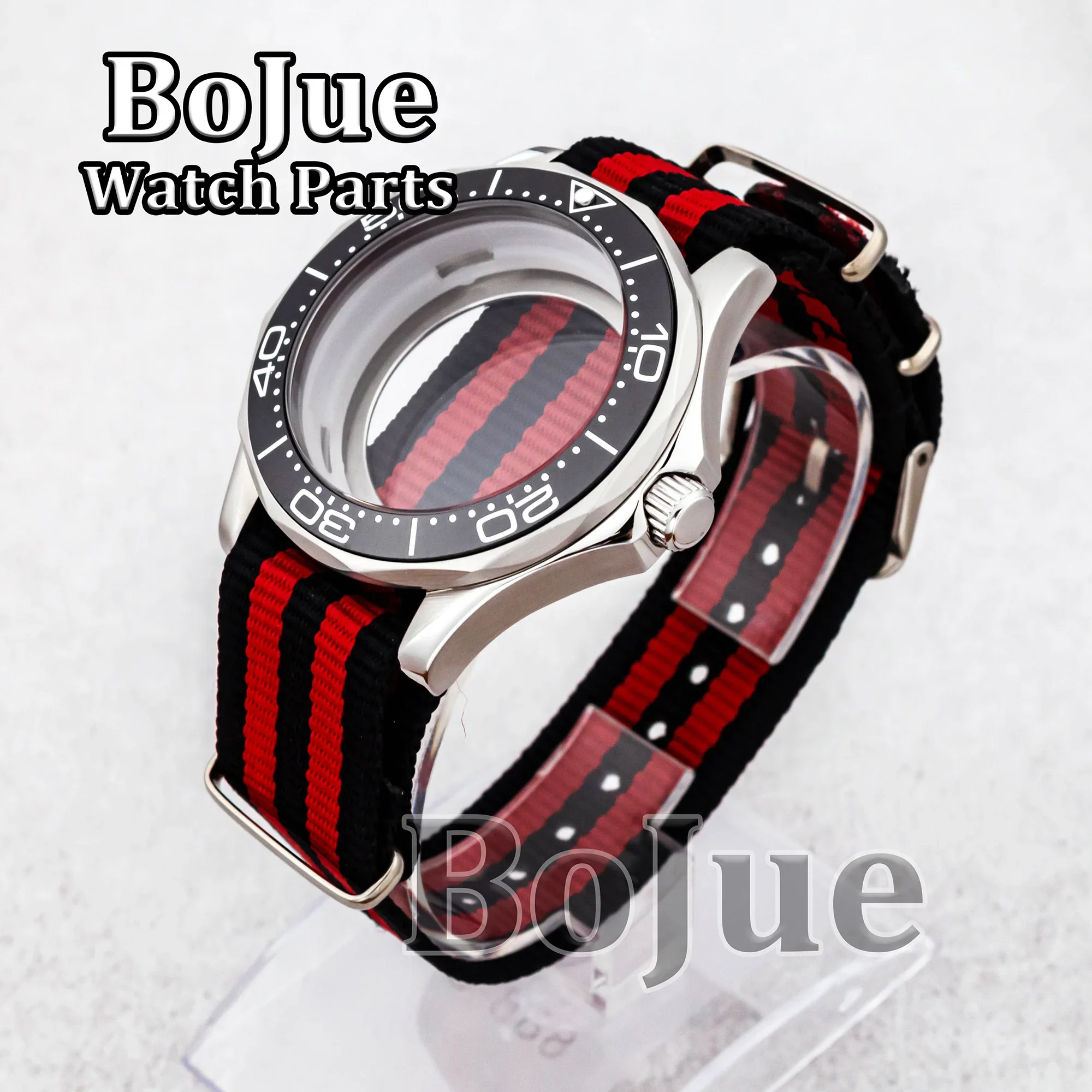 

NH35 Case Nylon Strap Band Bracelet Men's Automatic 41mm Watch Case for Seamaster 300 NH36 Movement Stainless Steel Watch Case