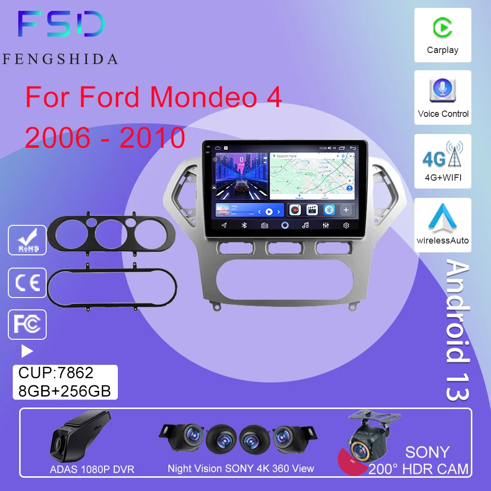 Android Car For Ford Mondeo 4 2006 - 2010 Car Radio Multimedia Video Player Navigation stereo GPS WIFI BT Carplay No 2 din dvd