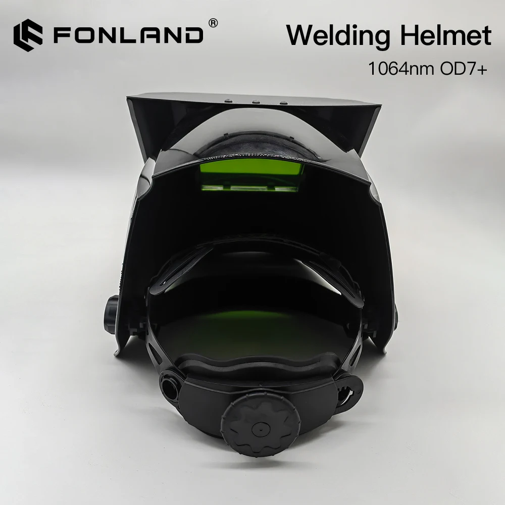 Fonland 90*110mm Laser Safety Helmet VLT 34% Welding Helmet OD7+ 900-1100nm Soldering Mask for Fiber Laser Marking Cutting