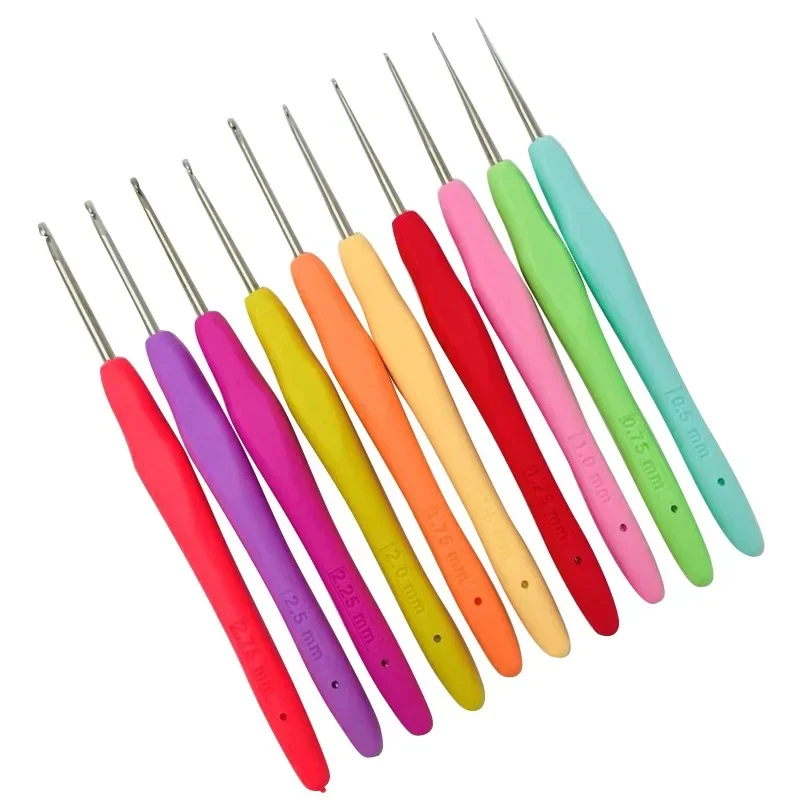 

10pcs Colorful Aluminum Crochet Hooks 0.5mm-2.75mm Small Lace Yarn Weaving Knitting Needles Doll Tool Hook Set Crochet Set