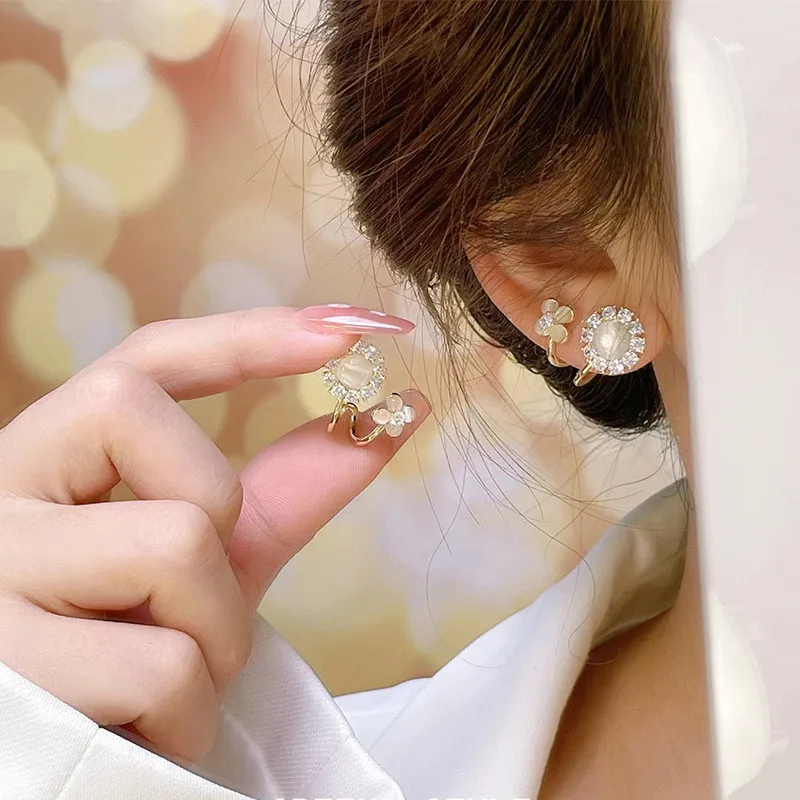 Exquisite Crystal Flower Stud Earrings For Women Fashion Zircon Rose Butterfly Tassel Earring Bride Wedding Party Jewelry Gifts