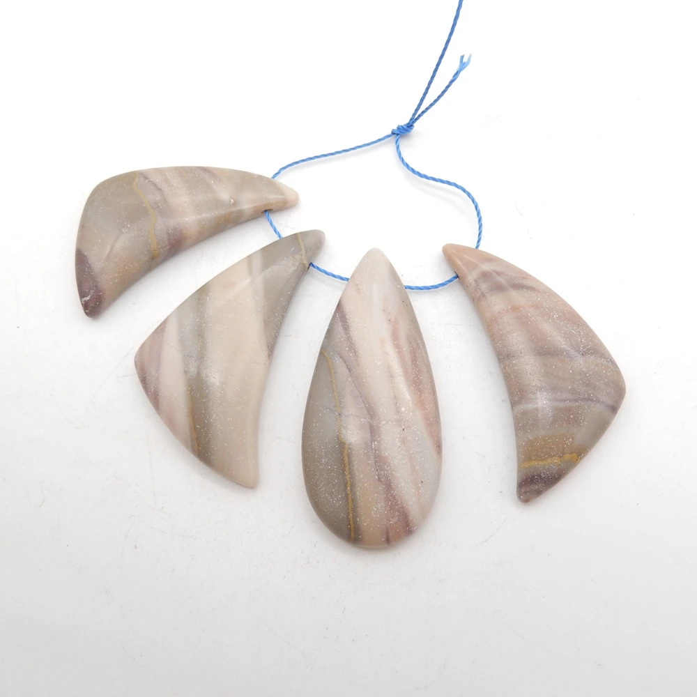 Fashion Jewelry,4PCS Ocean Jasper Pendant Jewelry Beads Sets 43x20x6/37x21x5mm-24.8g