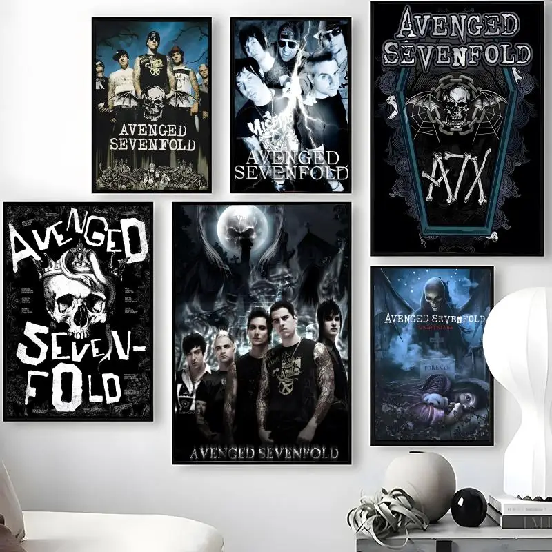 Band A-Avenged S-Sevenfold Poster Waterproof Self-Stick Wall Art Stickers, Removable Wall Decor for Living Room and Bedroom