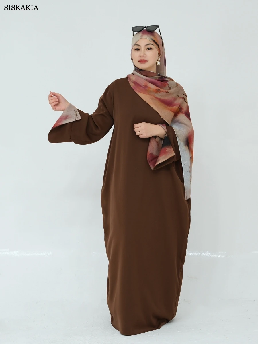 

Siskakia Muslim Elegant Women’s Dress Hijab Floral Print included Dubai Split Sleeve Abayas Moroccan Caftan Woman