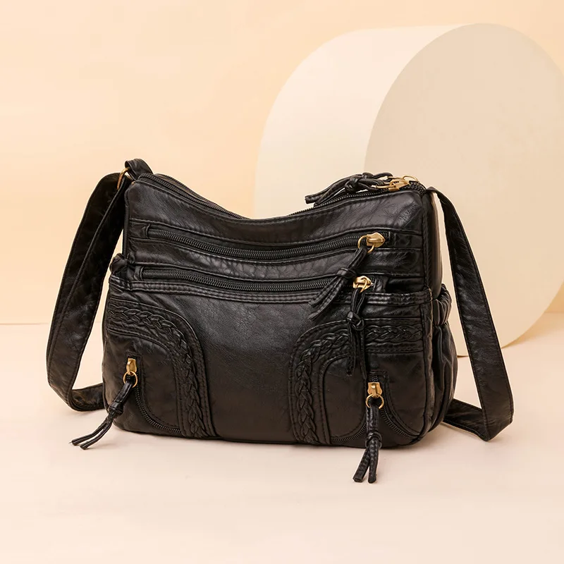 innovative And Photographer Woman Handbag Sac Main Pour Les Femmes High-grade washed leather waterproof soft leather bag