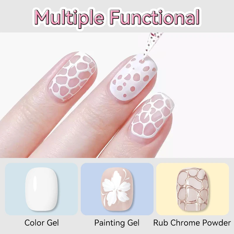 BORN PRETTY 5ml Nero Bianco Nail Poke Art Colla Gel Smalto per unghie Foro in pizzo Bolla Ocean Texture Onda Hollow Scolpire Nail Art